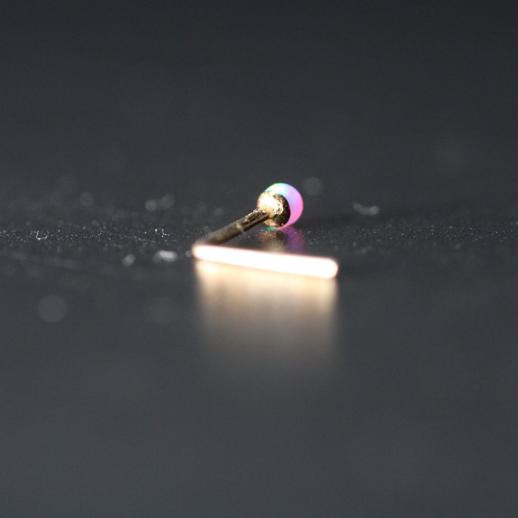 9kt Gold Soft Opal Pink Nose Piercing Wit Tiny 9k Mark New